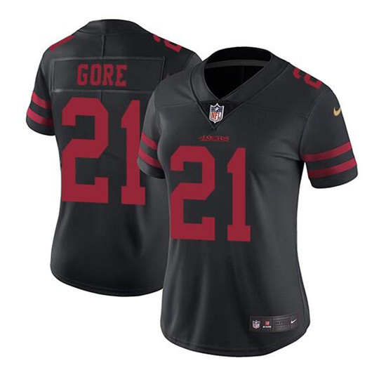 Women's San Francisco 49ers #21 Frank Gore Black Stitched Jersey