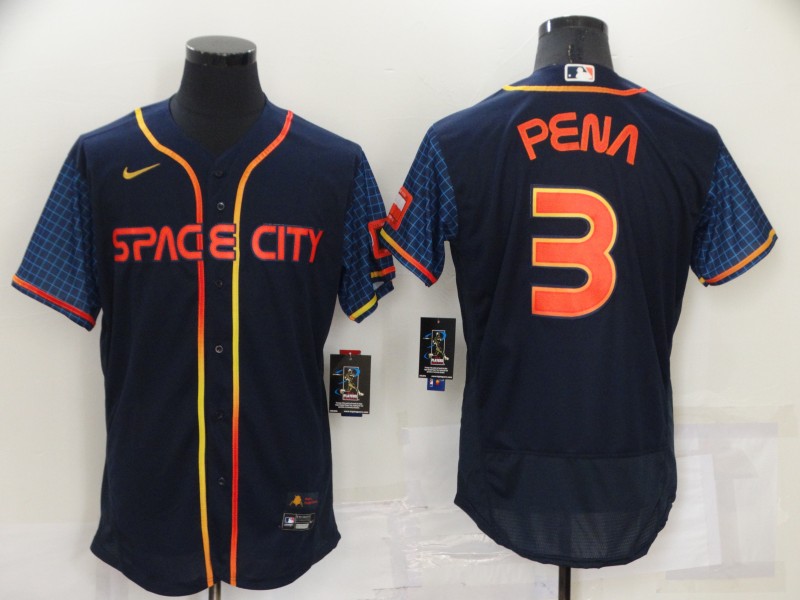 Men's Houston Astros #3 Jeremy Pena 2022 Navy Blue City Connect Flex Base Stitched Baseball Jersey
