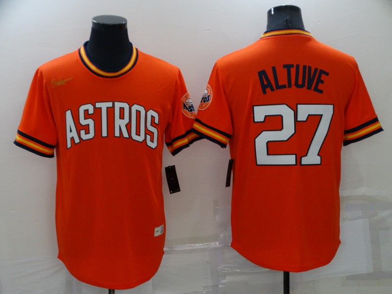 Men's Houston Astros #27 Jose Altuve Orange Cooperstown Collection Cool Base Stitched Nike Jersey