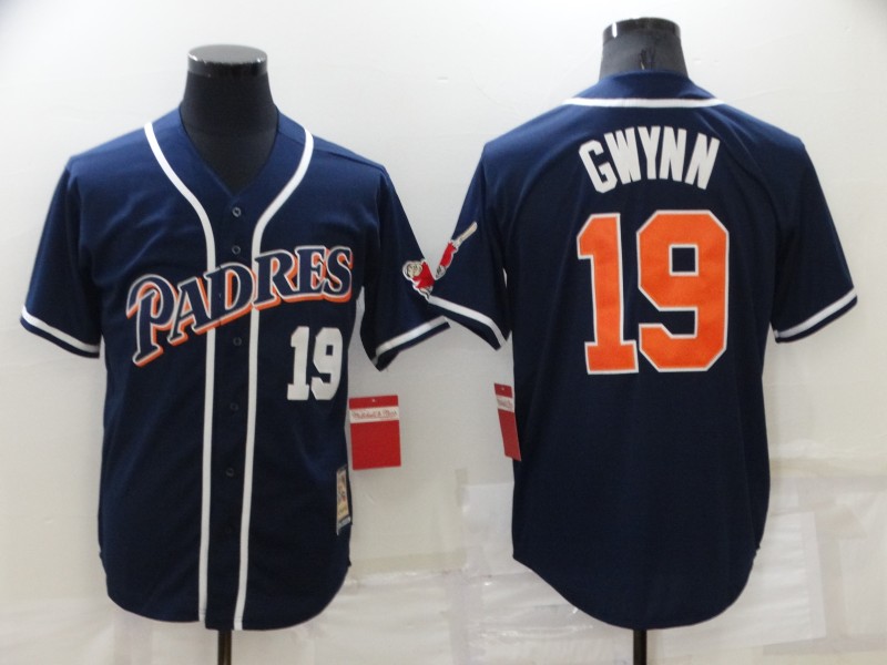Men's San Diego Padres #19 Tony Gwynn Navy Blue Cooperstown Collection Stitched Throwback Jersey