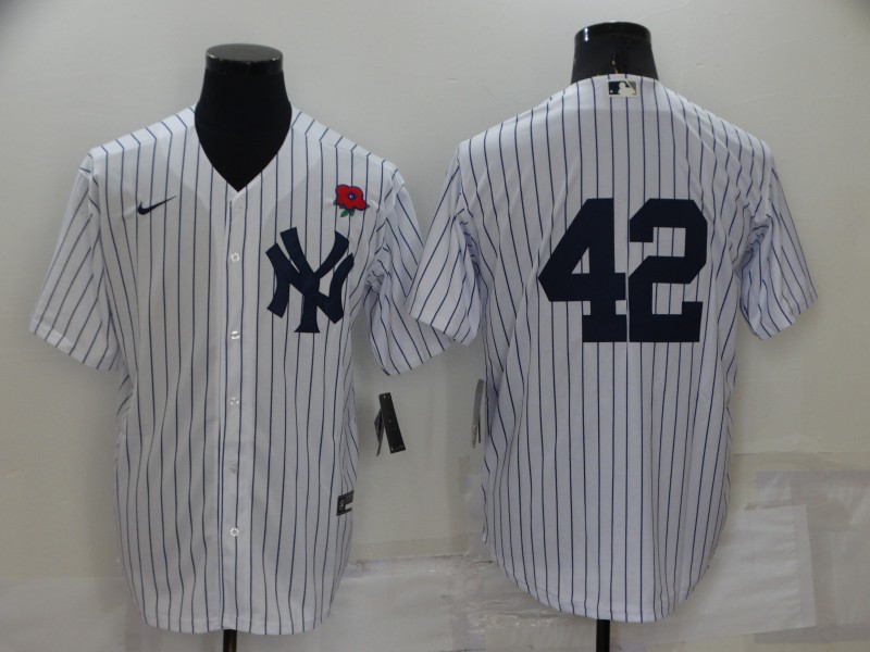 Men's New York Yankees #42 Mariano Rivera White No Name Stitched Rose Nike Cool Base Throwback Jersey