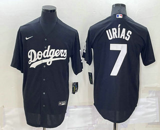 Men's Los Angeles Dodgers #7 Julio Urias Black Turn Back The Clock Stitched Cool Base Jersey