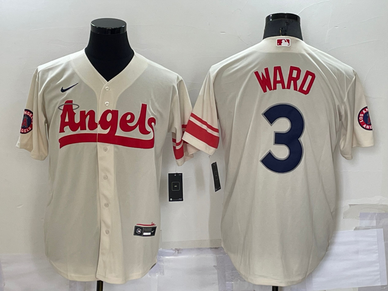 Men's Los Angeles Angels #3 Taylor Ward Cream 2022 City Connect Cool Base Stitched Jersey
