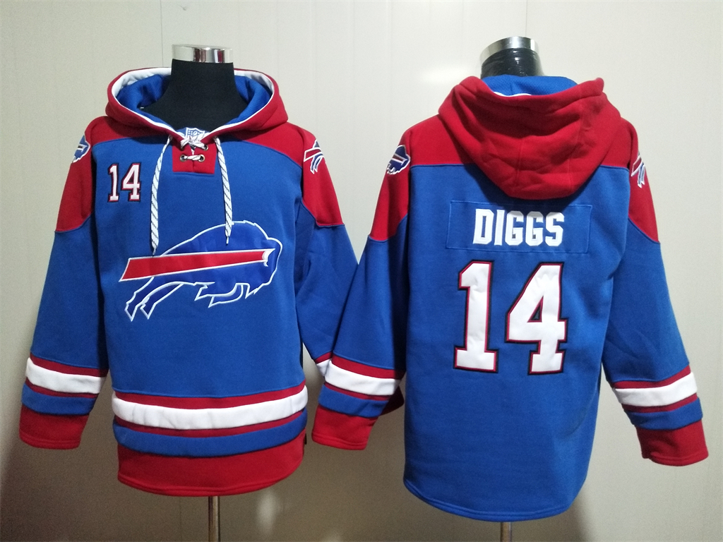 Men's Buffalo Bills #14 Stefon Diggs Blue Ageless Must Have Lace Up Pullover Hoodie