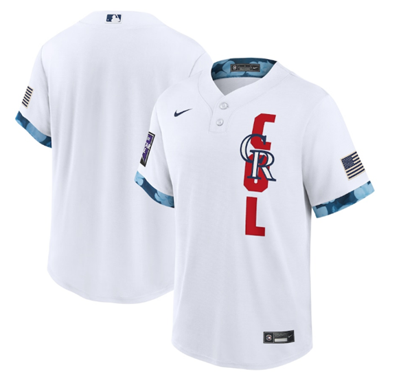 Men's Colorado Rockies Custom 2021 White All-Star Cool Base Stitched MLB Jersey