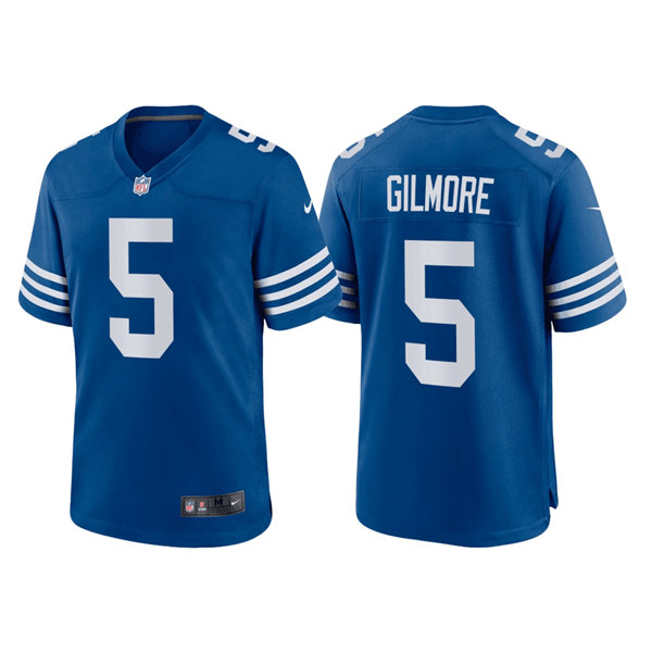 Men's Indianapolis Colts #5 Stephon Gilmore Royal Stitched Game Jersey