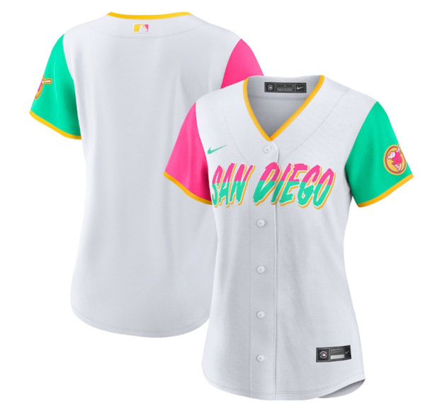 Women's San Diego Padres Blank White 2022 City Connect Cool Base Stitched Baseball Jersey(Run Small)