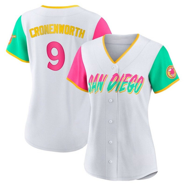Women's San Diego Padres #9 Jake Cronenworth White 2022 City Connect Cool Base Stitched Baseball Jersey(Run Small)