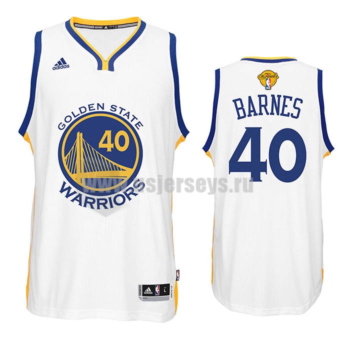 Men's Golden State Warriors #40 Harrison Barnes White Stitched 2016 The Finals Home Swingman NBA Jersey