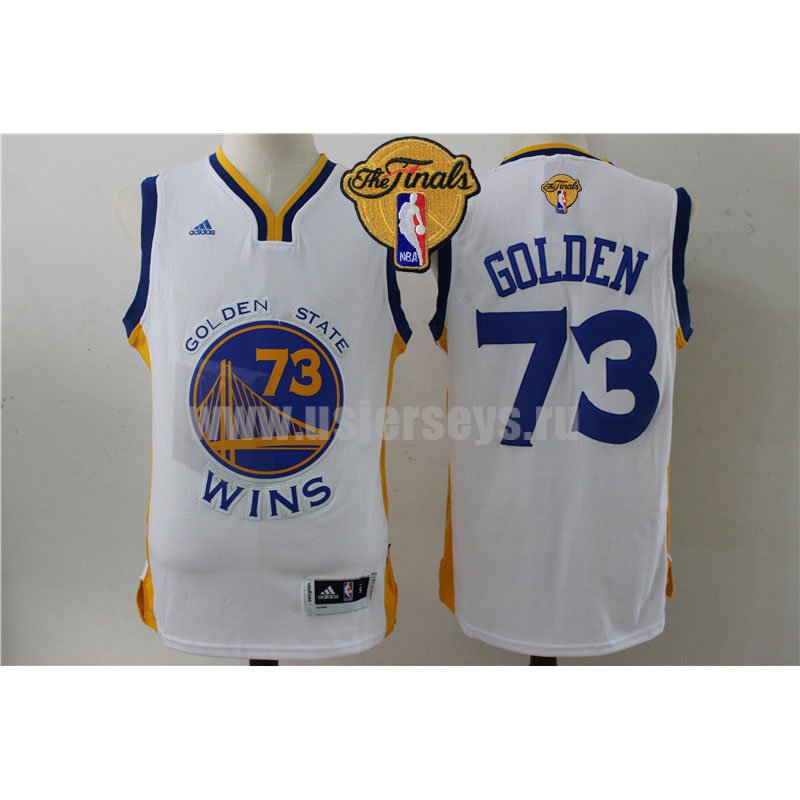 Men's Golden State Warriors White stitched 2016 The Finals Record-Breaking Season 73 Wins Swingman NBA Jersey