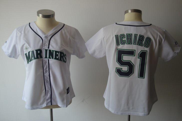 Women Seattle Mariners 51 Ichiro White MLB Jerseys