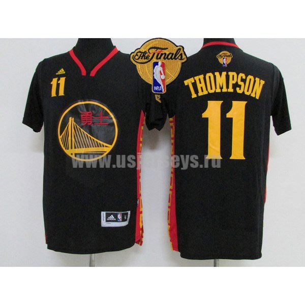 Men's Golden State Warriors #11 Klay Thompson Black stitched 2016 The Finals 2016 Chinese New Year Swingman Performance NBA Jersey