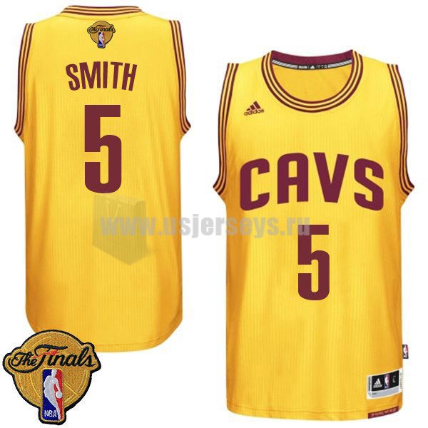 Men's Cleveland Cavaliers #5 J.R. Smith Gold Stitched 2016 The Finals Alternate Swingman NBA Jersey