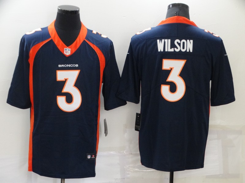 Men's Denver Broncos #3 Russell Wilson Navy Vapor Untouchable Limited Stitched Jersey