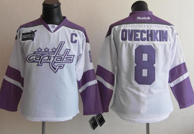 Cheap Washington Capitals 8 Alex Ovechkin White Women's Fights Cancer Hockey Jersey