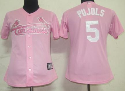 Cheap Women St.Louis Cardinals 5 Pujols Pink MLB Jersey