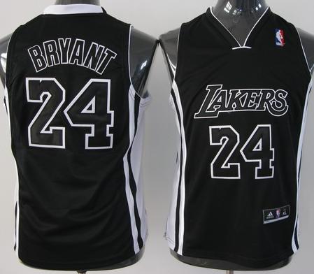 Kids Los Angeles Lakers 24 Kobe Bryant Black Jersey Black Number Cheap