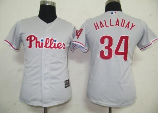 Cheap Women Philadephia Phillis 34 Halladay Grey MLB Jersey