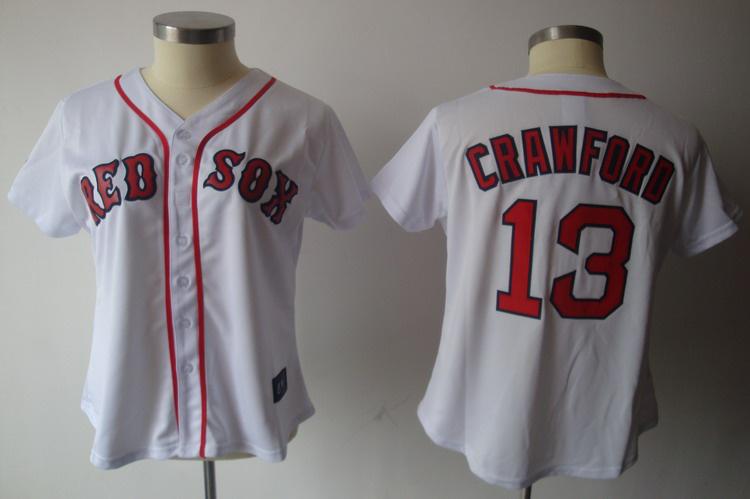 Cheap Women Boston Red Sox 13 Carl Crawford White Jersey