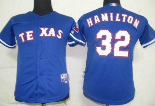 Kids Texans Rangers 32 Hamilton Blue Jersey Cheap