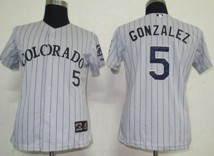 Cheap Women Colorado Rockies 5 Gonzalez Grey MLB Jerseys