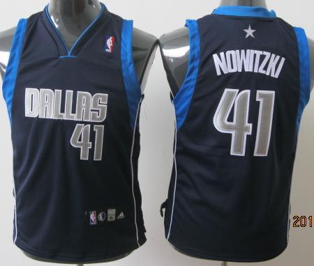 Kids Dallas Mavericks 41 Nowitzki Dark Blue Jersey Cheap