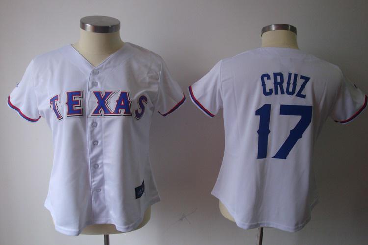 Cheap Women Texas Rangers 17 Cruz White MLB Jersey