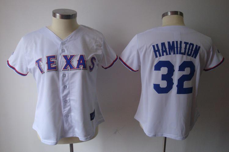 Cheap Women Texas Rangers 32 Josh Hamilton White MLB Jerseys