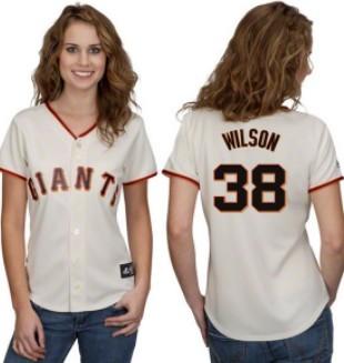 Women San Francisco Giants 38 Wilson Cream Jersey