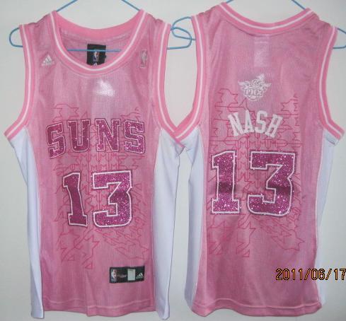 Cheap Women Phoenix Suns 13 Steve Nash Pink Jerseys