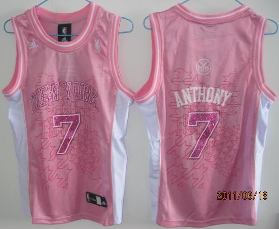 Cheap Women New York Knicks 7 Carmelo Anthony Pink Jerseys