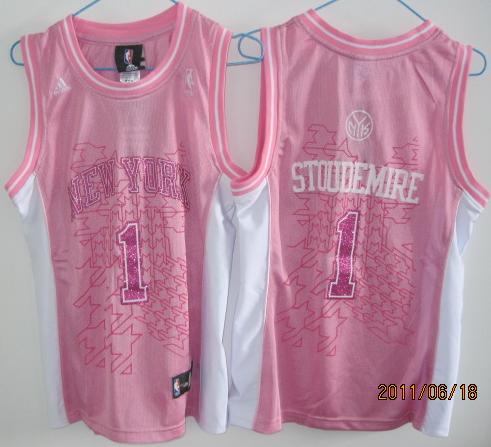 Cheap Women New York Knicks 1 Amar'e Stoudemire Pink Jerseys