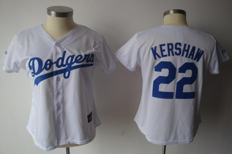 Cheap Women s Angeles Dodgers 22 Clayton Kershaw White Jerseys