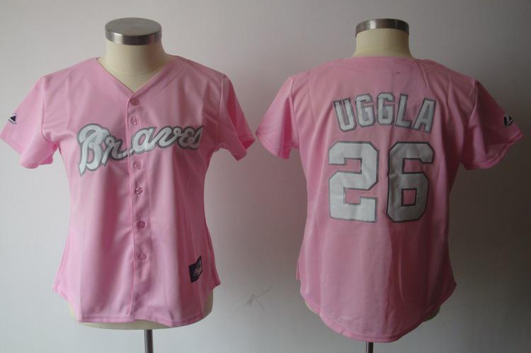 Cheap Women Atlanta Braves 26 Dan Uggla Pink MLB Jerseys