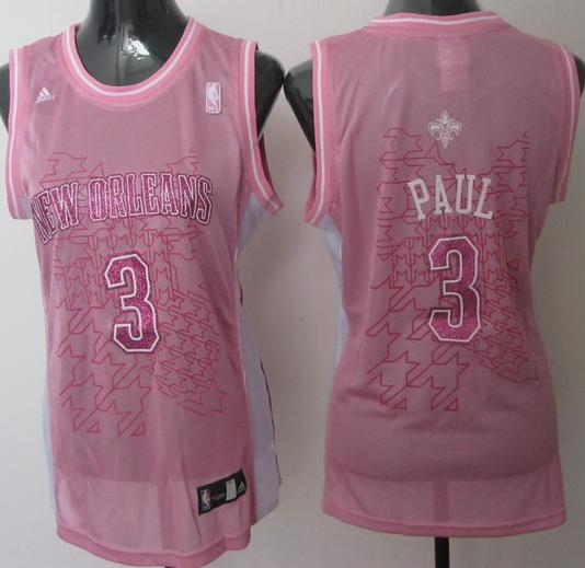 Cheap Women New Orleans Hornets 3 Chris Paul Pink Jersey