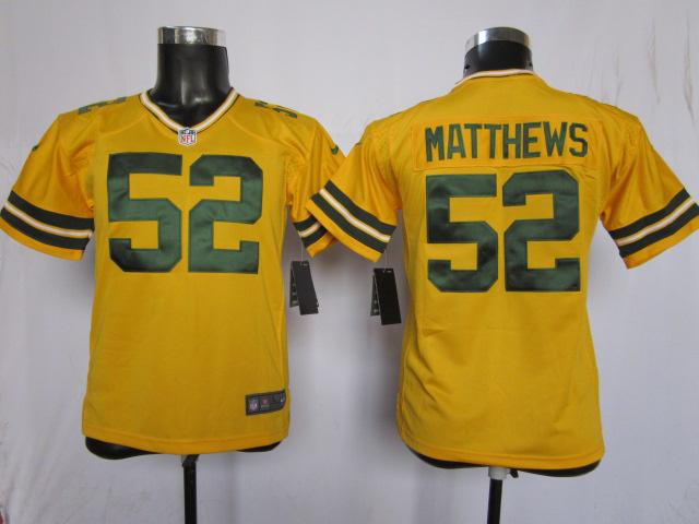 Kids Nike Green Bay Packers #52 Clay Matthews Yellow NFL Jerseys Cheap