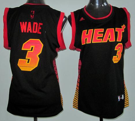 Cheap Women Miami Heat 3 Dwyane Wade Black Vibe Fashion Swingman Jersey