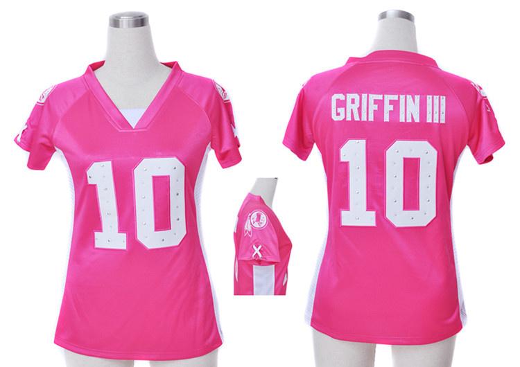 Cheap Women Nike Washington Redskins 10# Robert Griffin III Pink Womens Draft Him II Top Jerseys
