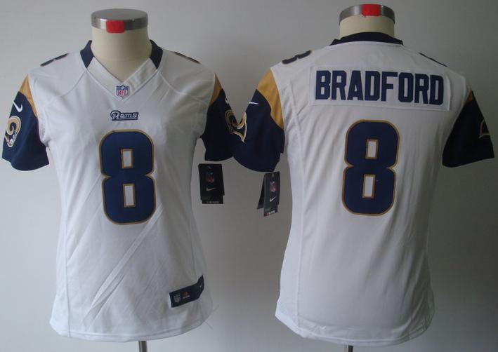 Cheap Women Nike St. Louis Rams 8# Sam Bradford White Game LIMITED NFL Jerseys