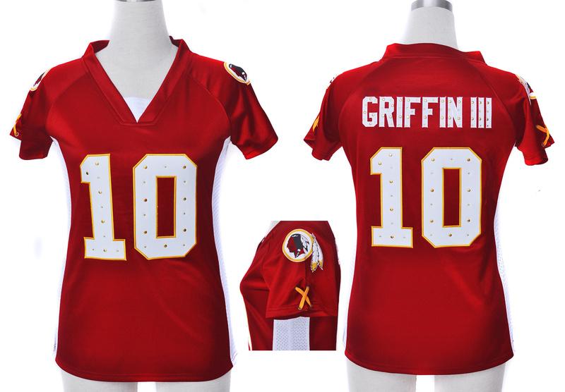 Cheap Women Nike Washington Redskins 10# Robert Griffin III Red Womens Draft Him II Top Jerseys