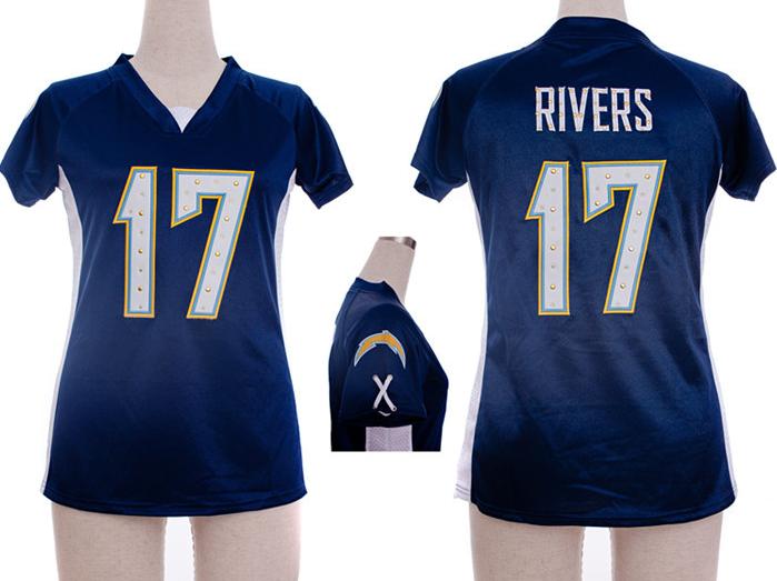 Cheap Women Nike San Diego Chargers 17# Philip Rivers Blue Womens Draft Him II Top Jerseys