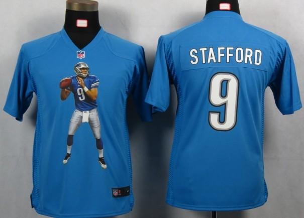 Kids Nike Detroit Lions 9 Staffopd Blue Portrait Fashion Game Jerseys Cheap