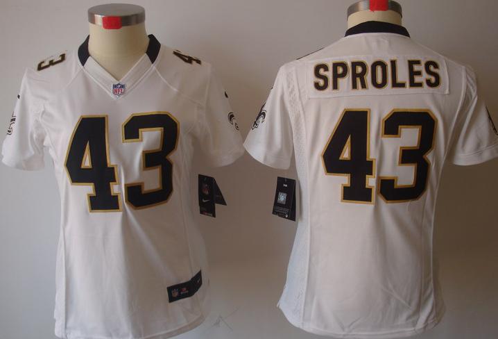 Cheap Women Nike New Orleans Saints #43 Darren Sproles White Game LIMITED Nike NFL Jerseys