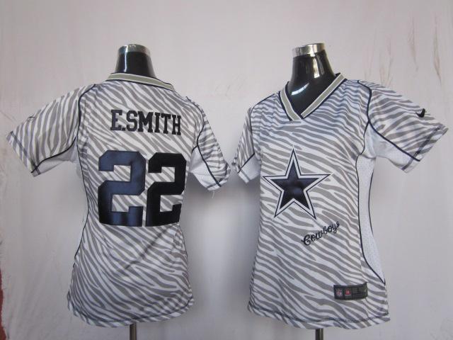 Cheap Women Nike Dallas Cowboys 22 E.SMITH Women's FEM FAN Zebra Nike NFL Jerseys