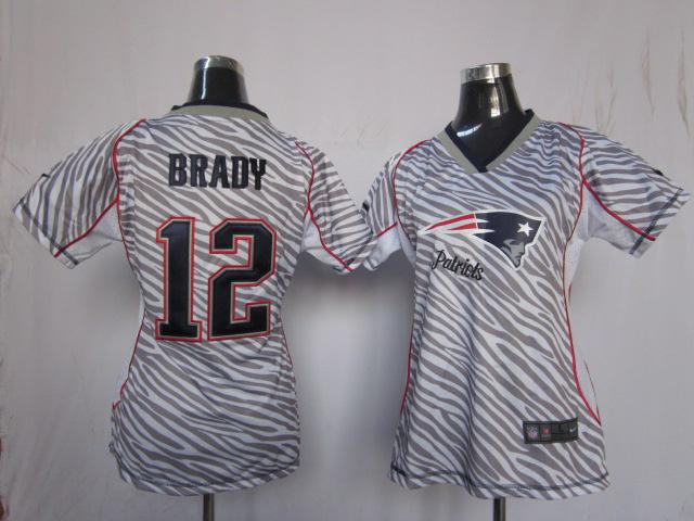 Cheap Women Nike New England Patriots 12 Tom Brady Women's FEM FAN Zebra Nike NFL Jerseys