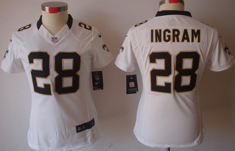 Cheap Women Nike New Orleans Saints 28 Mark Ingram White Game LIMITED Nike NFL Jerseys