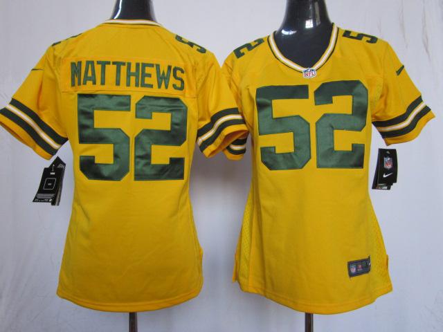 Cheap Women Nike Green Bay Packers #52 Clay Matthews Yellow NFL Jerseys