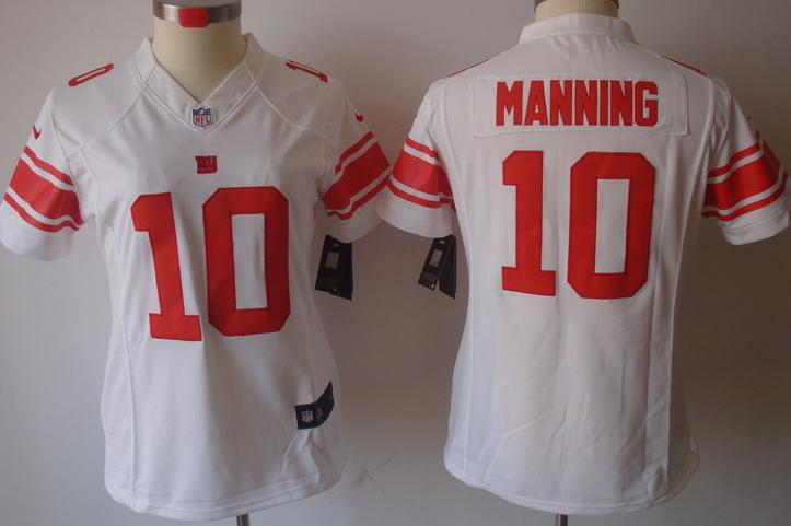 Cheap Women Nike New York Giants 10# Eli Manning White Game LIMITED Nike NFL Jerseys