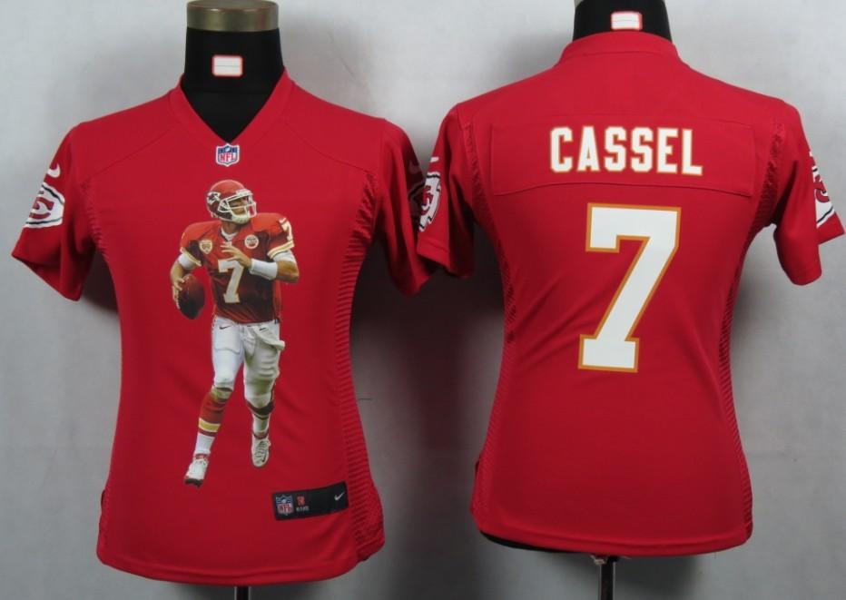 Cheap Women Nike Kansas City Chiefs 7 Cassel Red Portrait Fashion Game Jerseys