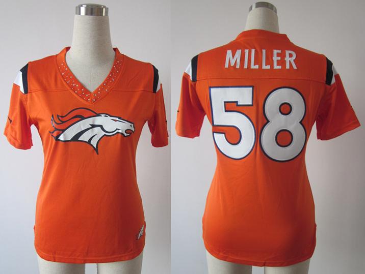 Cheap Women Nike Denver Broncos 58# Von Miller Orange FEM FAN Field Flirt Fashion Jersey